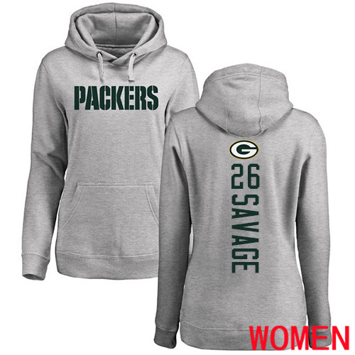 Green Bay Packers Ash Women #26 Savage Darnell Backer Nike NFL Pullover Hoodie Sweatshirts->green bay packers->NFL Jersey
